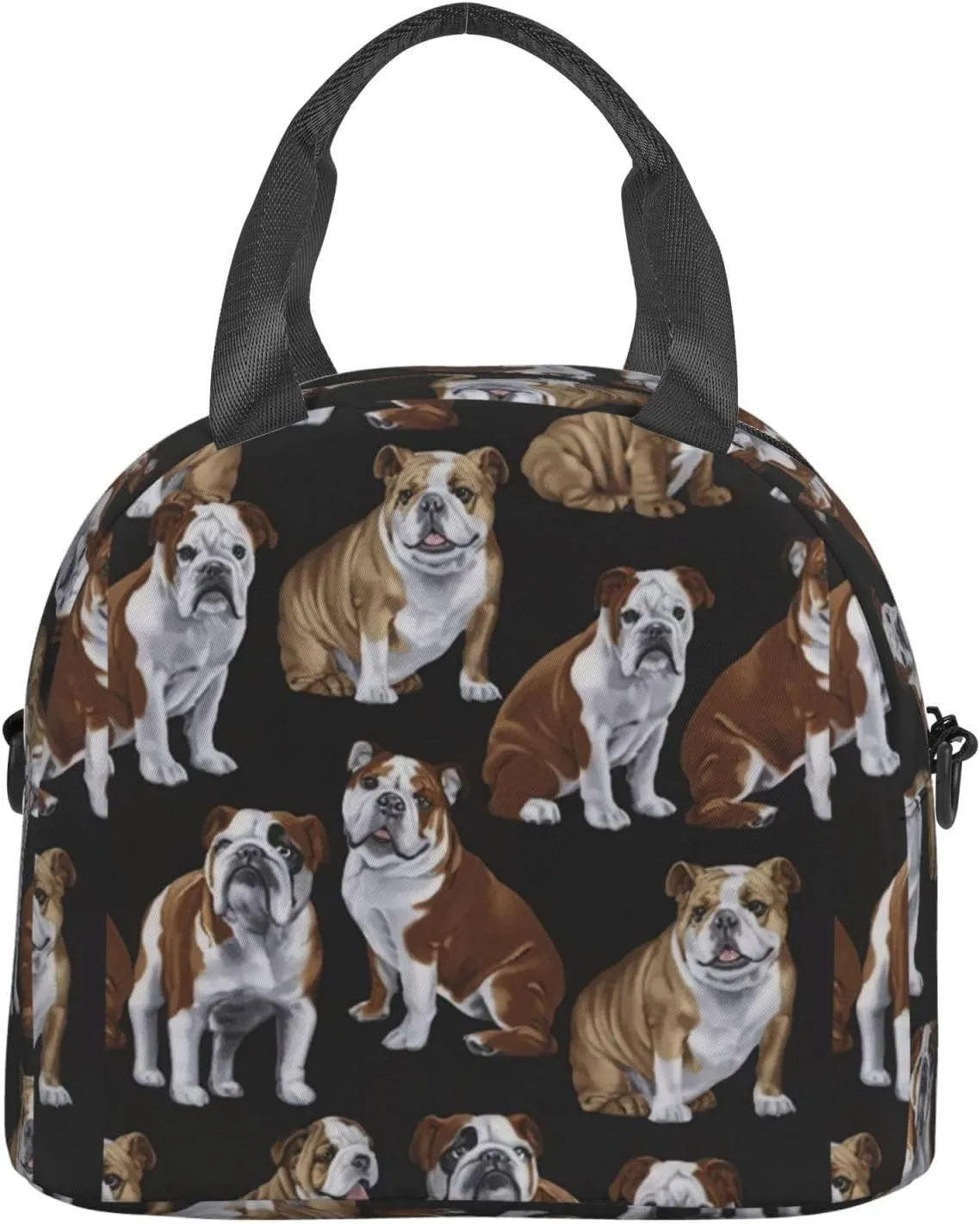 English Bulldogs Print Crossbody Insulated Lunch Bags For Women Men Cooler Bag Lightweight Waterproof Lunch Box