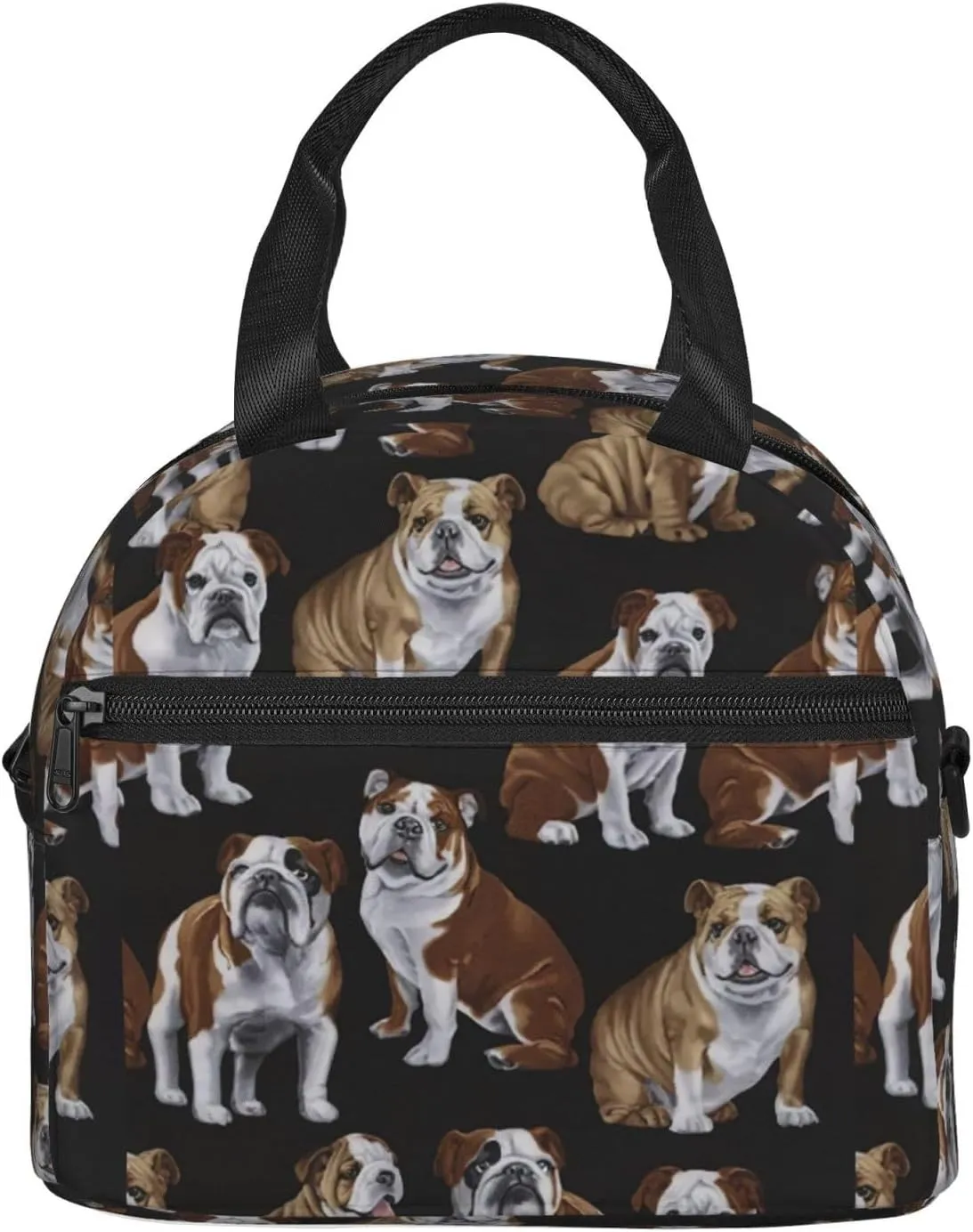 English Bulldogs Print Crossbody Insulated Lunch Bags For Women Men Cooler Bag Lightweight Waterproof Lunch Box
