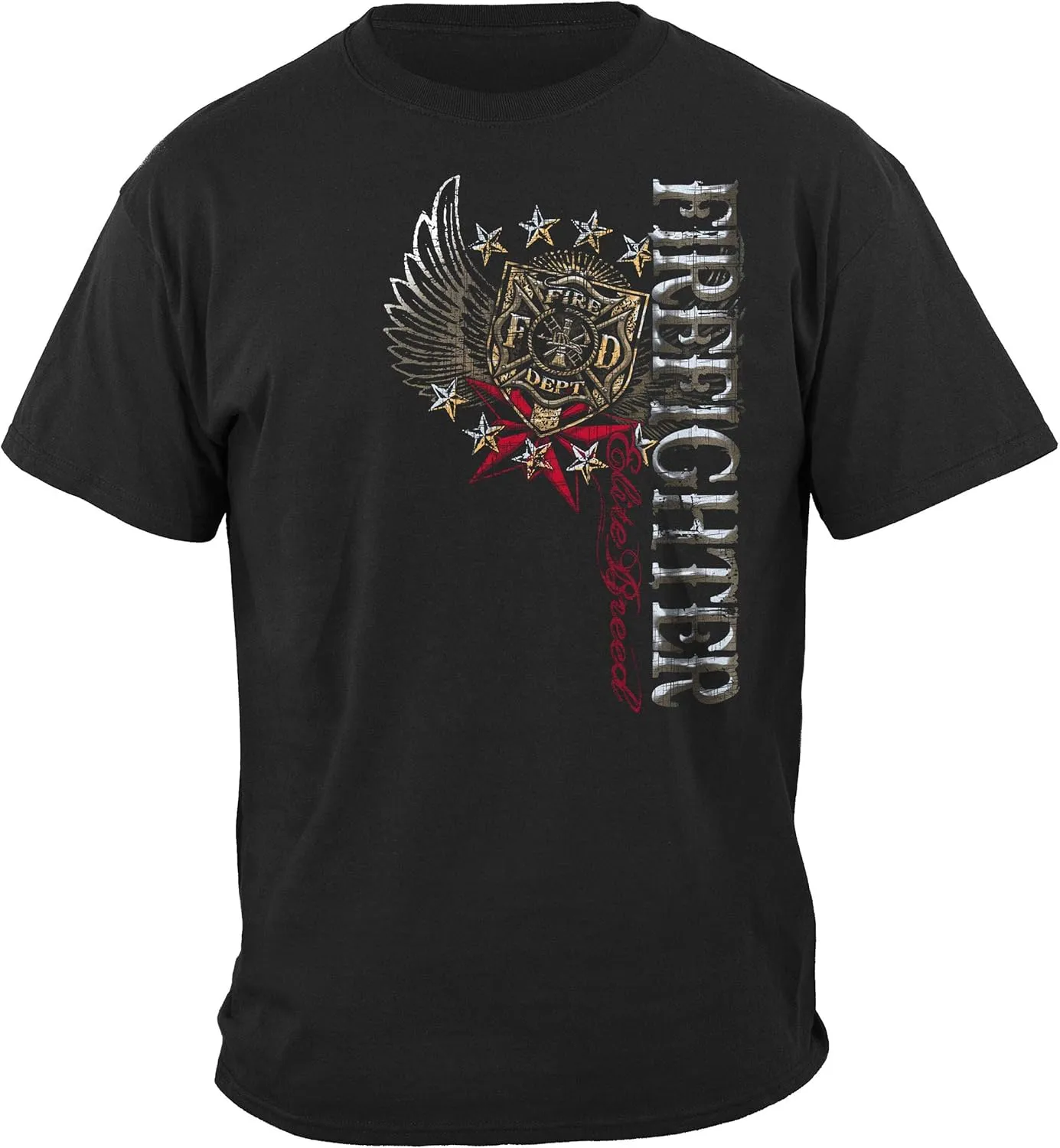 Erazor Bits Firefighter T-Shirt 100% Cotton Firefighter T Shirt Elite Breed Pride Duty Honor Silver Foil Firefighter Shirt