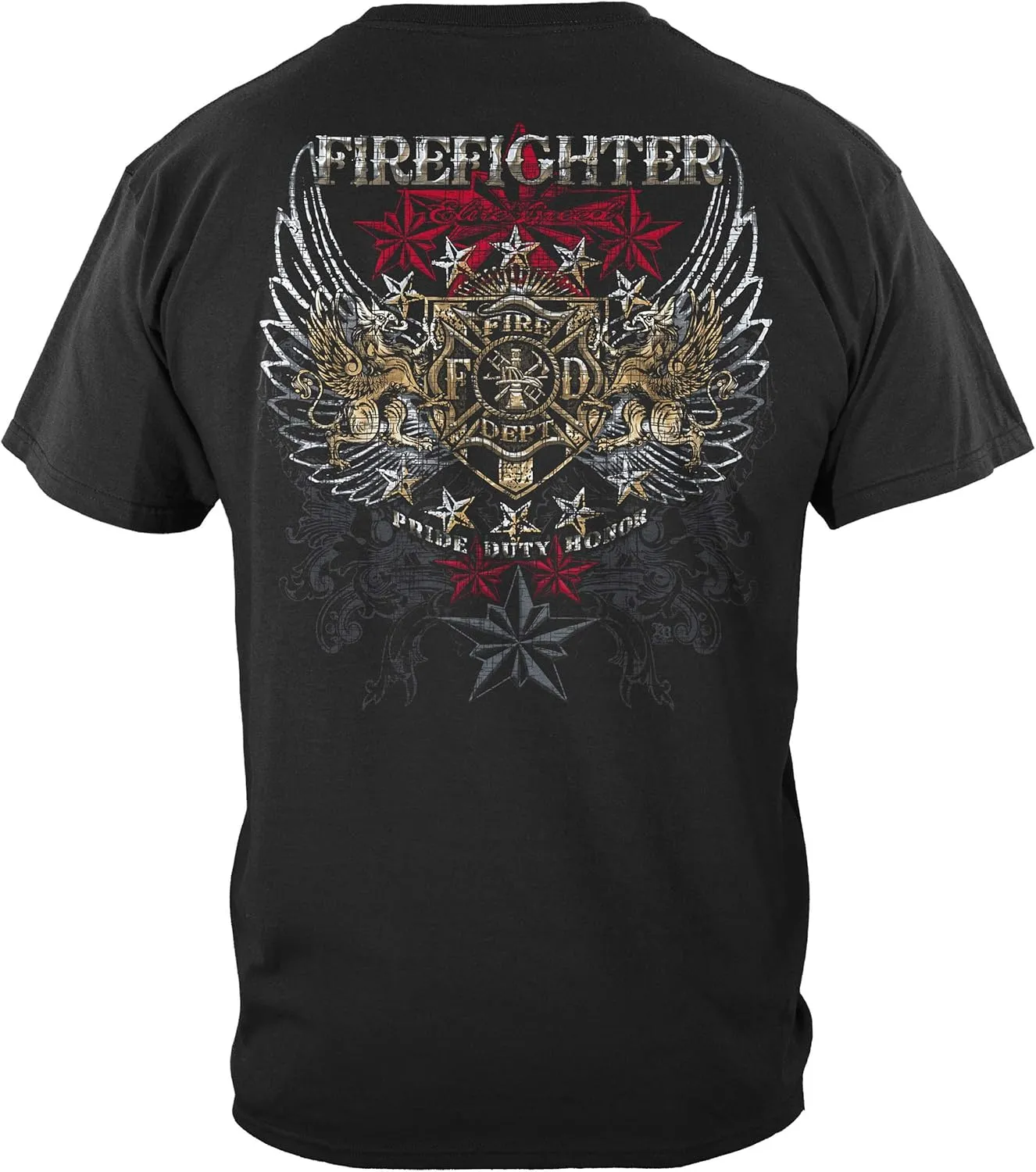 Erazor Bits Firefighter T-Shirt 100% Cotton Firefighter T Shirt Elite Breed Pride Duty Honor Silver Foil Firefighter Shirt