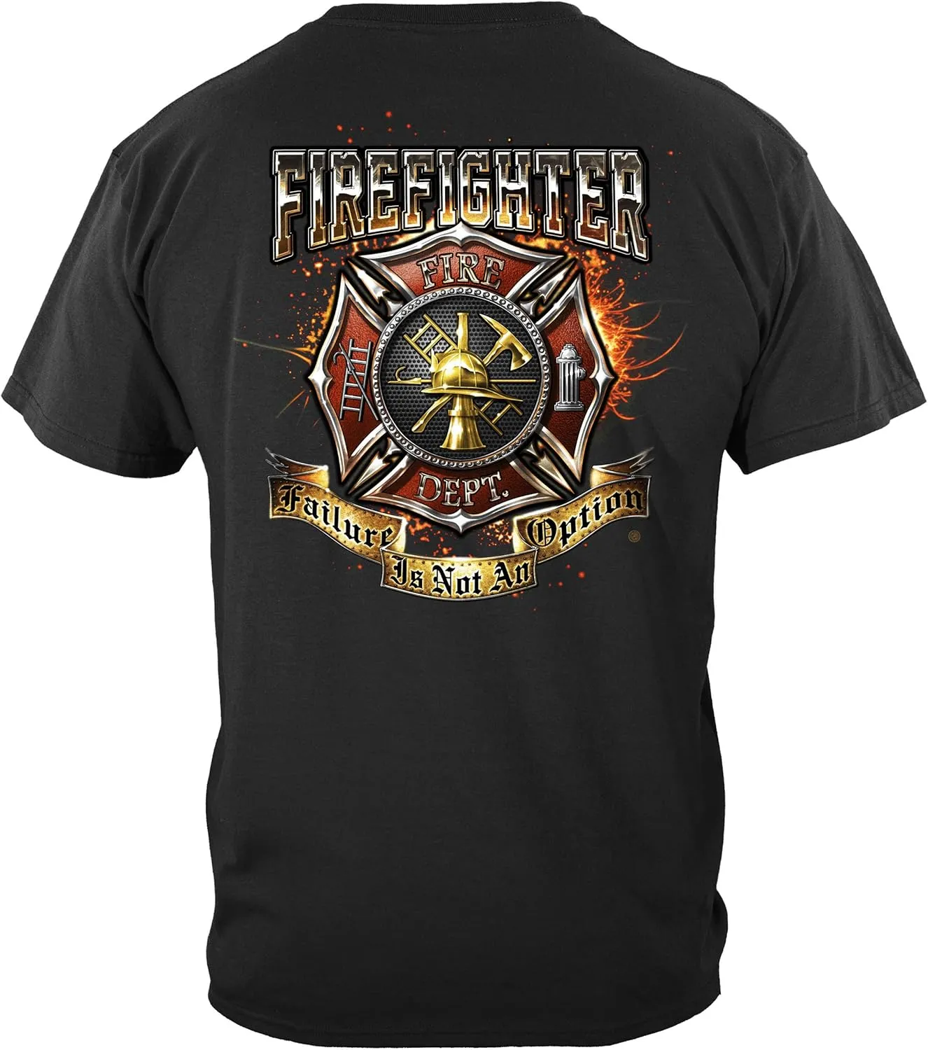 Erazor Bits Firefighter T Shirt Steel Fire Wings with Foil Stamp T Shirt