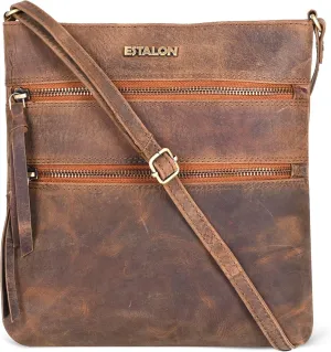 ESTALON Women's Genuine Leather Crossbody Bag With Adjustable Sling Strap - Medium Size Crossover Shoulder Purse