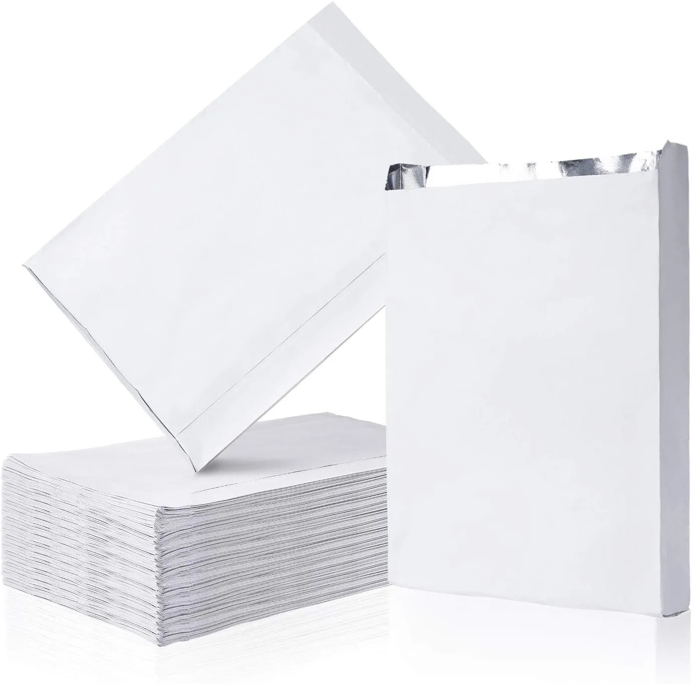 EUSOAR Kraft Paper Kitchen Bags, 100pcs 10.2x6.2x1.5 Inches Aluminum Foil Lunch Bags, Oilproof Burger Bags, BBQ Bags, Cookie Bags, Popcorn Bags