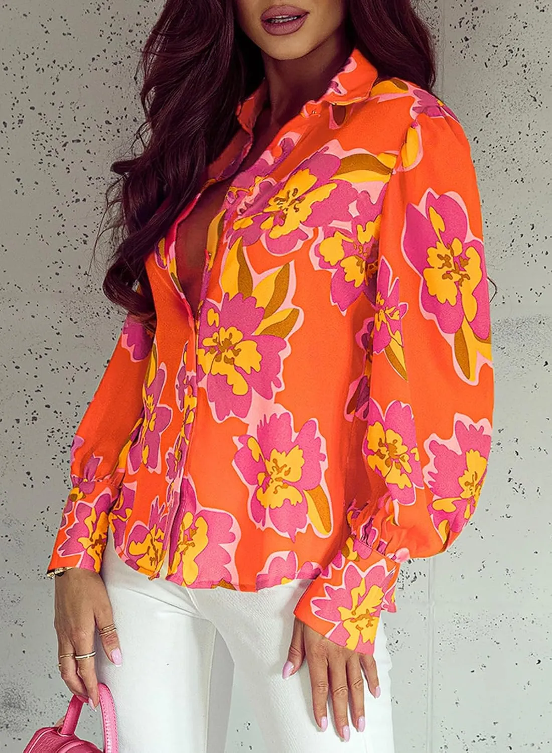 EVALESS Womens Tops Button Down Shirts Print Long Sleeve Blouses for Women Fashion 2025