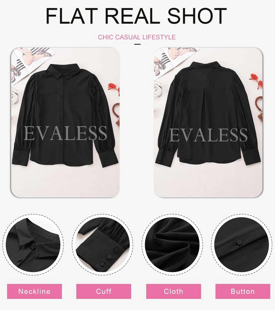 EVALESS Womens Tops Button Down Shirts Print Long Sleeve Blouses for Women Fashion 2025