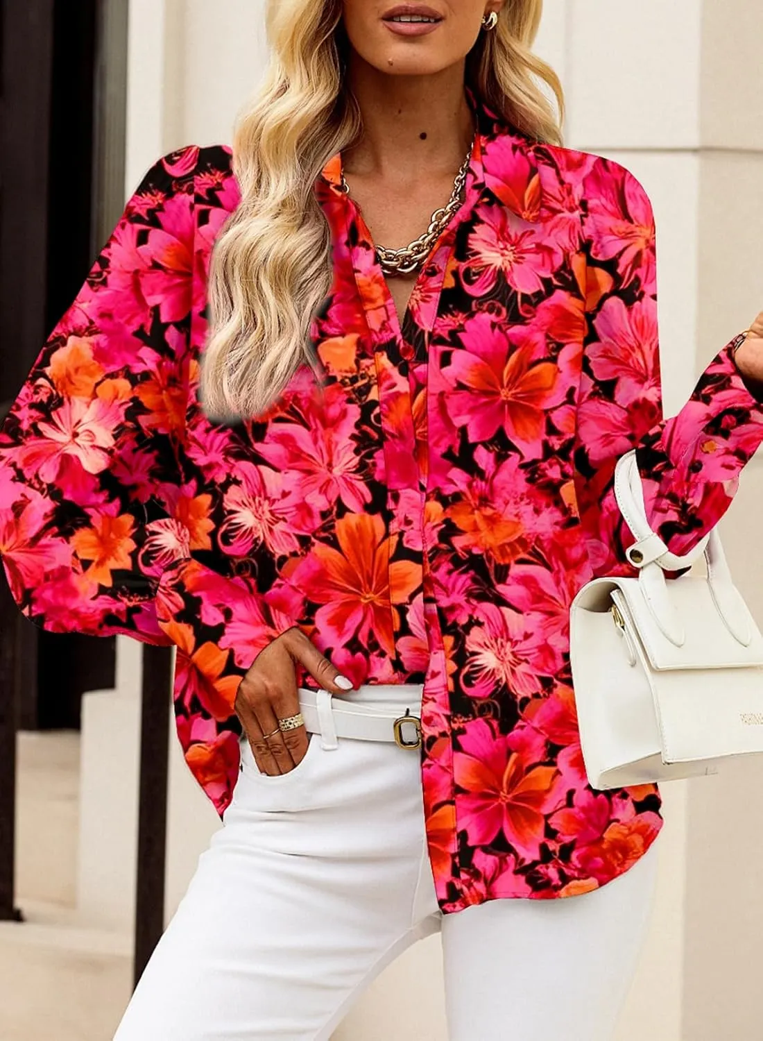 EVALESS Womens Tops Button Down Shirts Print Long Sleeve Blouses for Women Fashion 2025