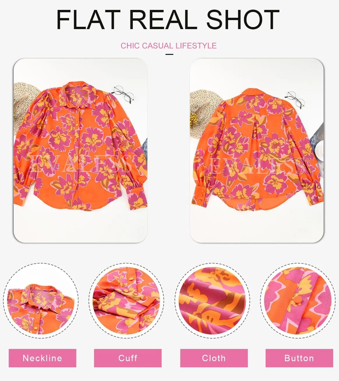 EVALESS Womens Tops Button Down Shirts Print Long Sleeve Blouses for Women Fashion 2025