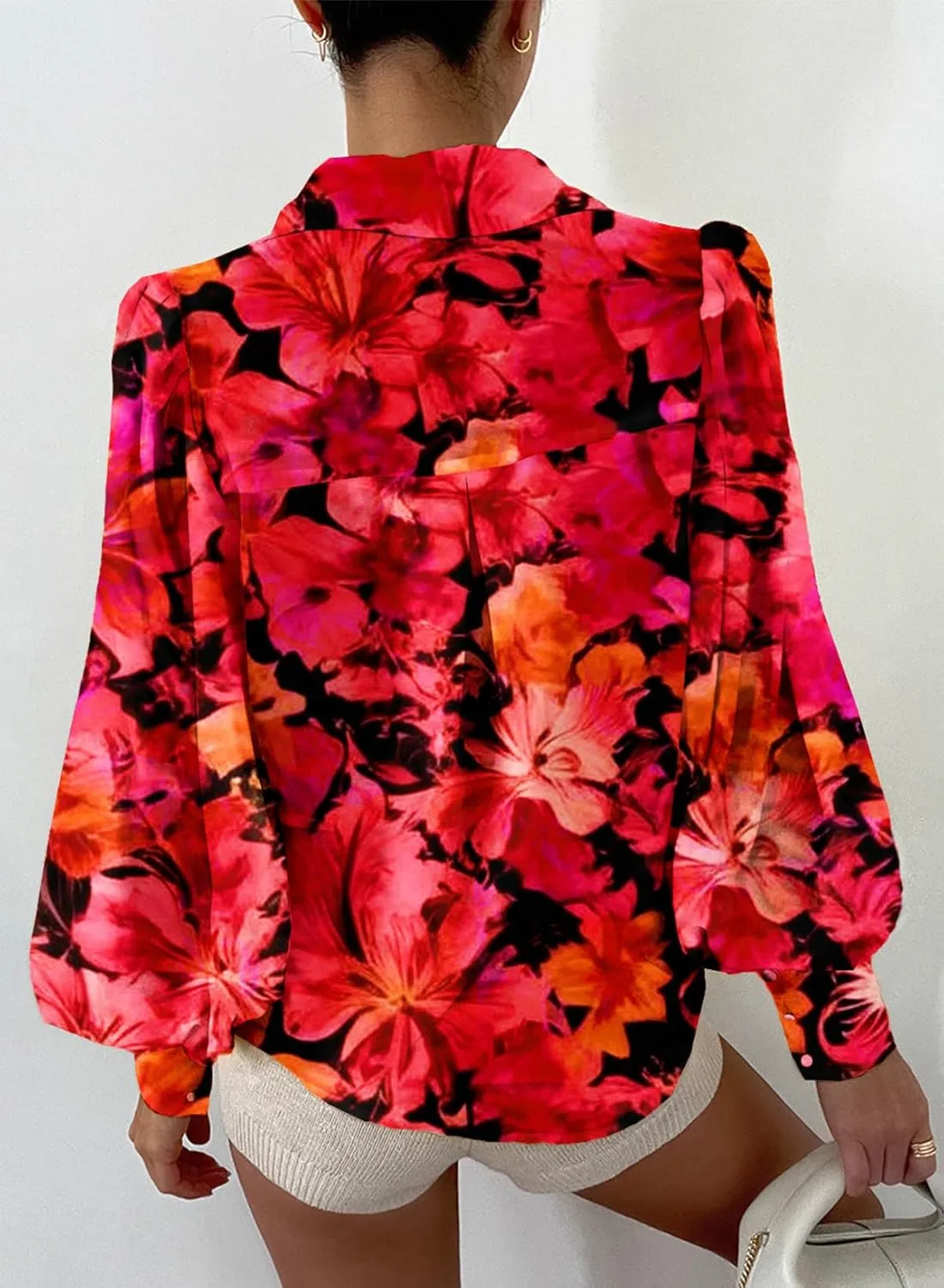 EVALESS Womens Tops Button Down Shirts Print Long Sleeve Blouses for Women Fashion 2025