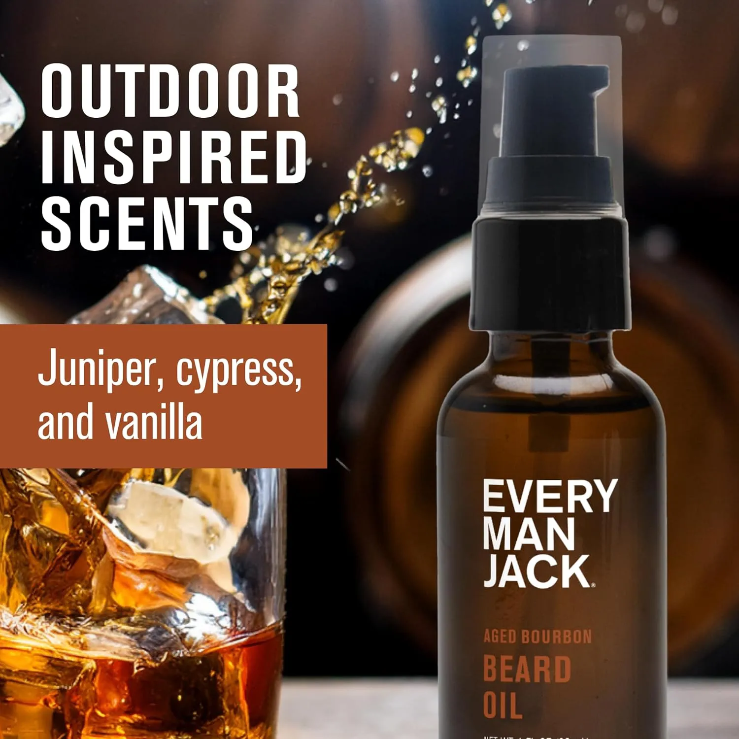 Every Man Jack Mens Beard Oil - Subtle Aged Bourbon Fragrance - Deeply Moisturizes and Softens Your Beard and Adds a Natural Shine - Naturally Derived with Shea Butter- 1 fl oz (2 Pack)