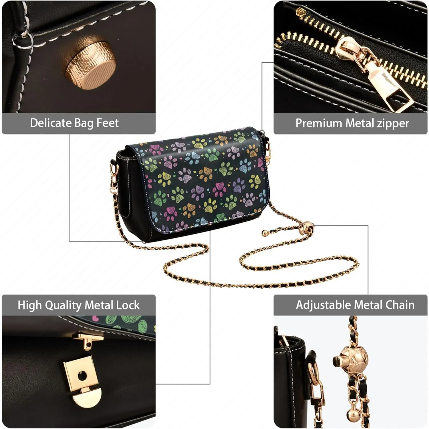 Everyday Shoulder Leather Bags, Shark Fin Whale Dolphin Women Crossbody Purse Fashion Satchel with Chain Strap