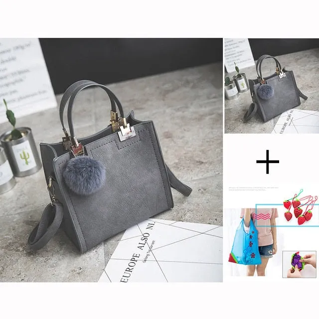 Exclusive promotion women handbag Best-reviewed messenger bag bag WANGKA Scrub leather luxury Hairball designer High-grade bags women handbags women shoulder bag