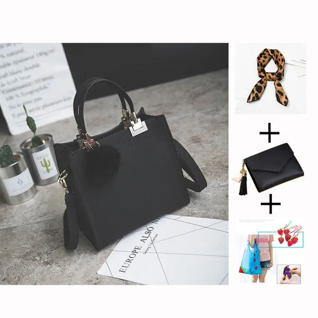 Exclusive promotion women handbag Best-reviewed messenger bag bag WANGKA Scrub leather luxury Hairball designer High-grade bags women handbags women shoulder bag