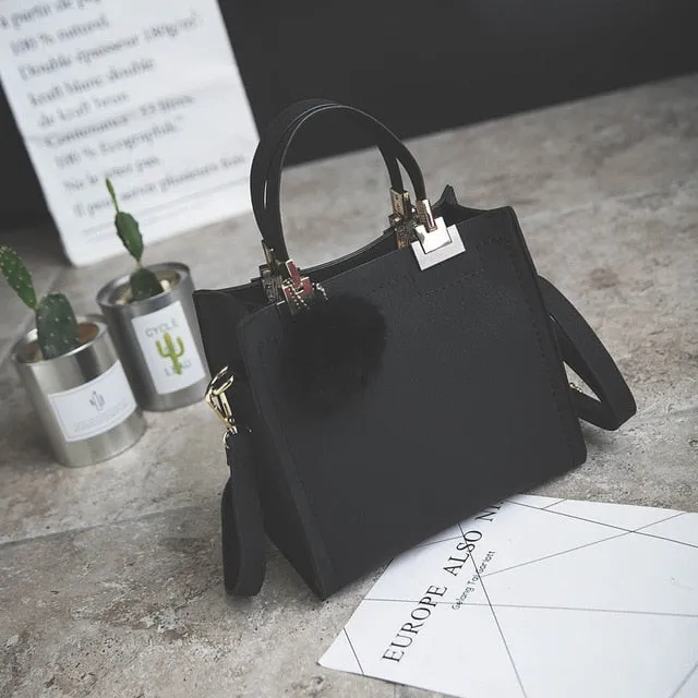 Exclusive promotion women handbag Best-reviewed messenger bag bag WANGKA Scrub leather luxury Hairball designer High-grade bags women handbags women shoulder bag