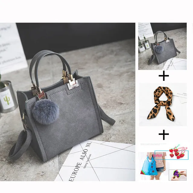 Exclusive promotion women handbag Best-reviewed messenger bag bag WANGKA Scrub leather luxury Hairball designer High-grade bags women handbags women shoulder bag