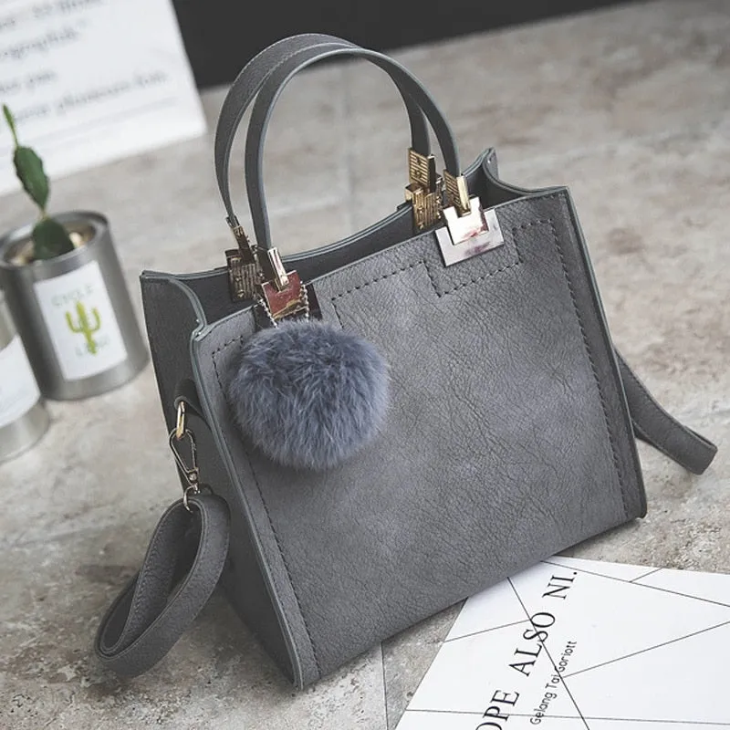 Exclusive promotion women handbag Best-reviewed messenger bag bag WANGKA Scrub leather luxury Hairball designer High-grade bags women handbags women shoulder bag