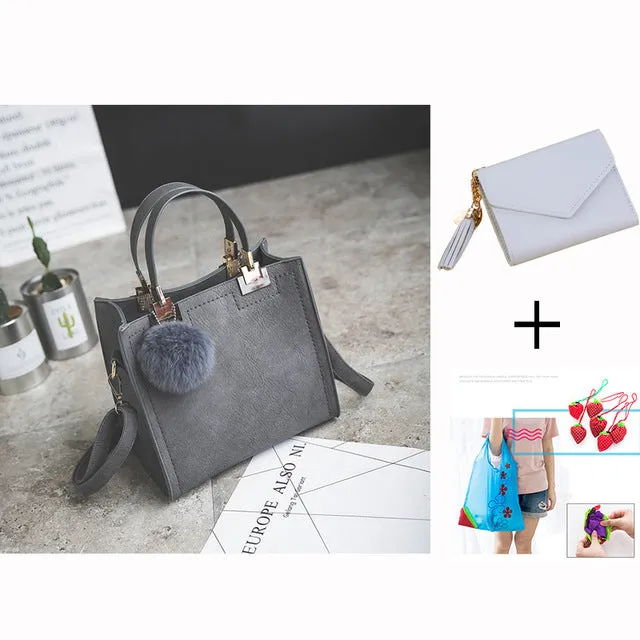 Exclusive promotion women handbag Best-reviewed messenger bag bag WANGKA Scrub leather luxury Hairball designer High-grade bags women handbags women shoulder bag