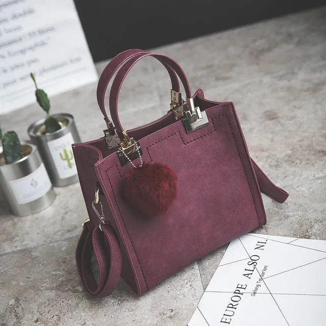 Exclusive promotion women handbag Best-reviewed messenger bag bag WANGKA Scrub leather luxury Hairball designer High-grade bags women handbags women shoulder bag