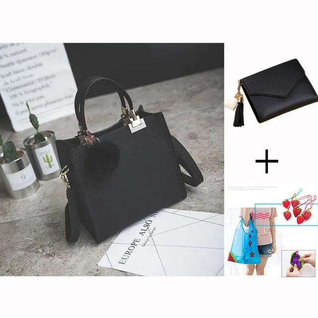 Exclusive promotion women handbag Best-reviewed messenger bag bag WANGKA Scrub leather luxury Hairball designer High-grade bags women handbags women shoulder bag