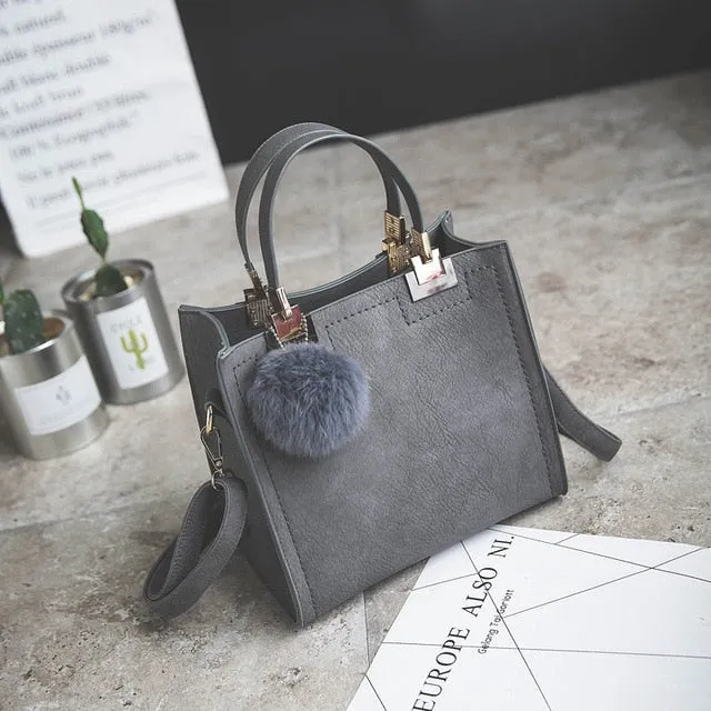 Exclusive promotion women handbag Best-reviewed messenger bag bag WANGKA Scrub leather luxury Hairball designer High-grade bags women handbags women shoulder bag