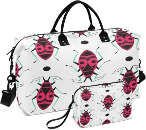 Exnundod Travel Duffel Bags Soldier Bugs Sports Gym Bag Weekender Carry On Tote Overnight Luggage Bags for Women and Men