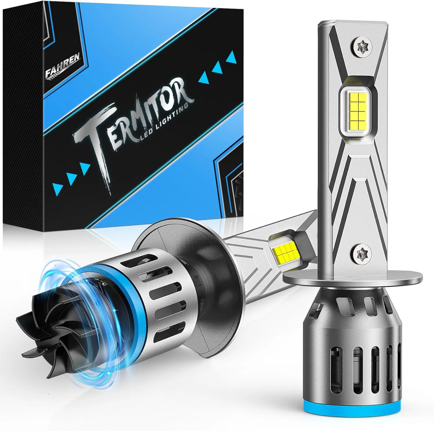 FAHREN 2025 Upgrade & Brightest 36000LM H1 Bulbs, 900% Brighter 6500K Cool White H1 fog bulbs,1:1 Mini Size, No Adapter Non-Polarity Plug and Play, Pack of 2.