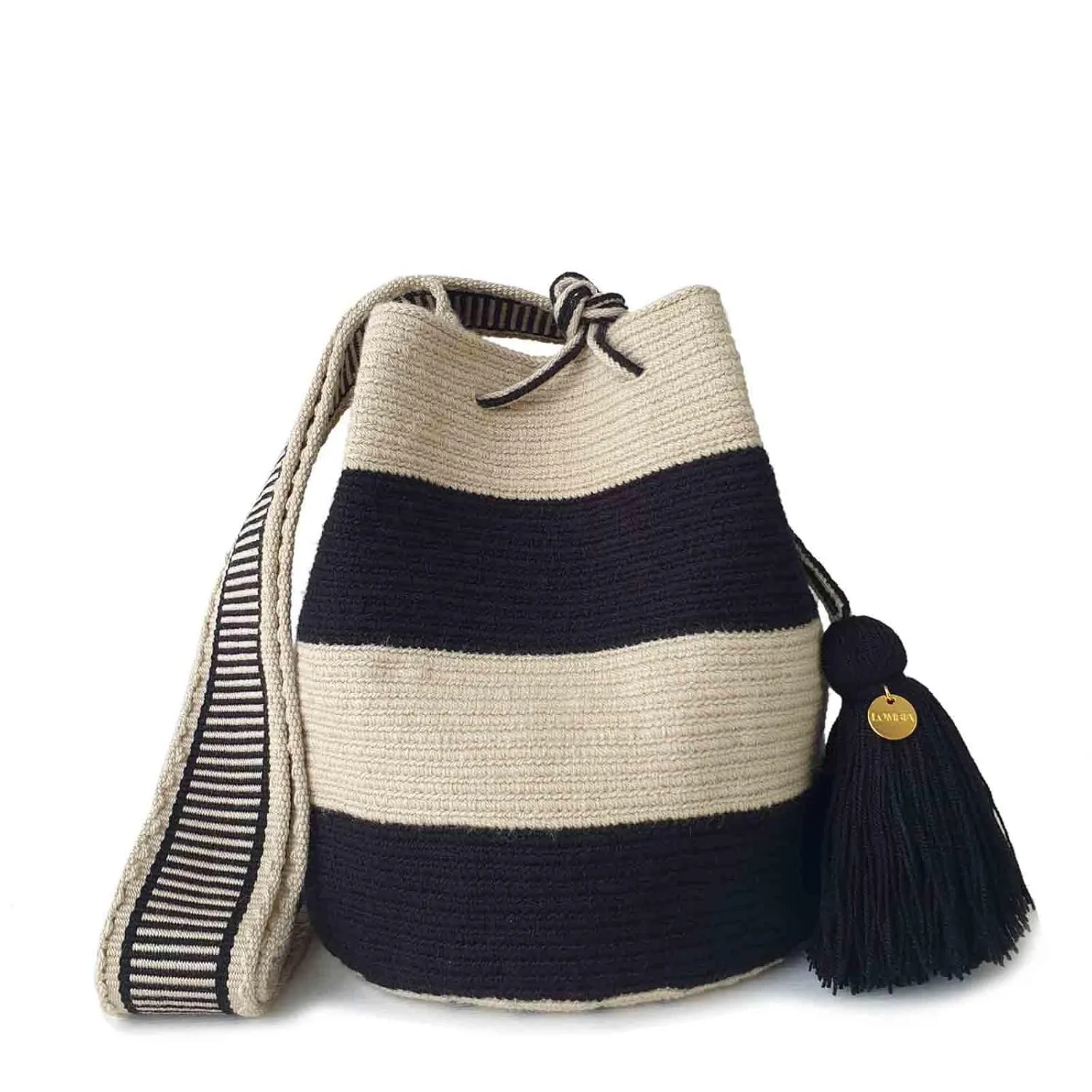 Fairtrade Authentic WAYUU Bag, Mochila from Colombia, Medium Crochet Crossbody, Handmade Medium Purse, Bucket Bag, Artisanmade Craft (Tiara)