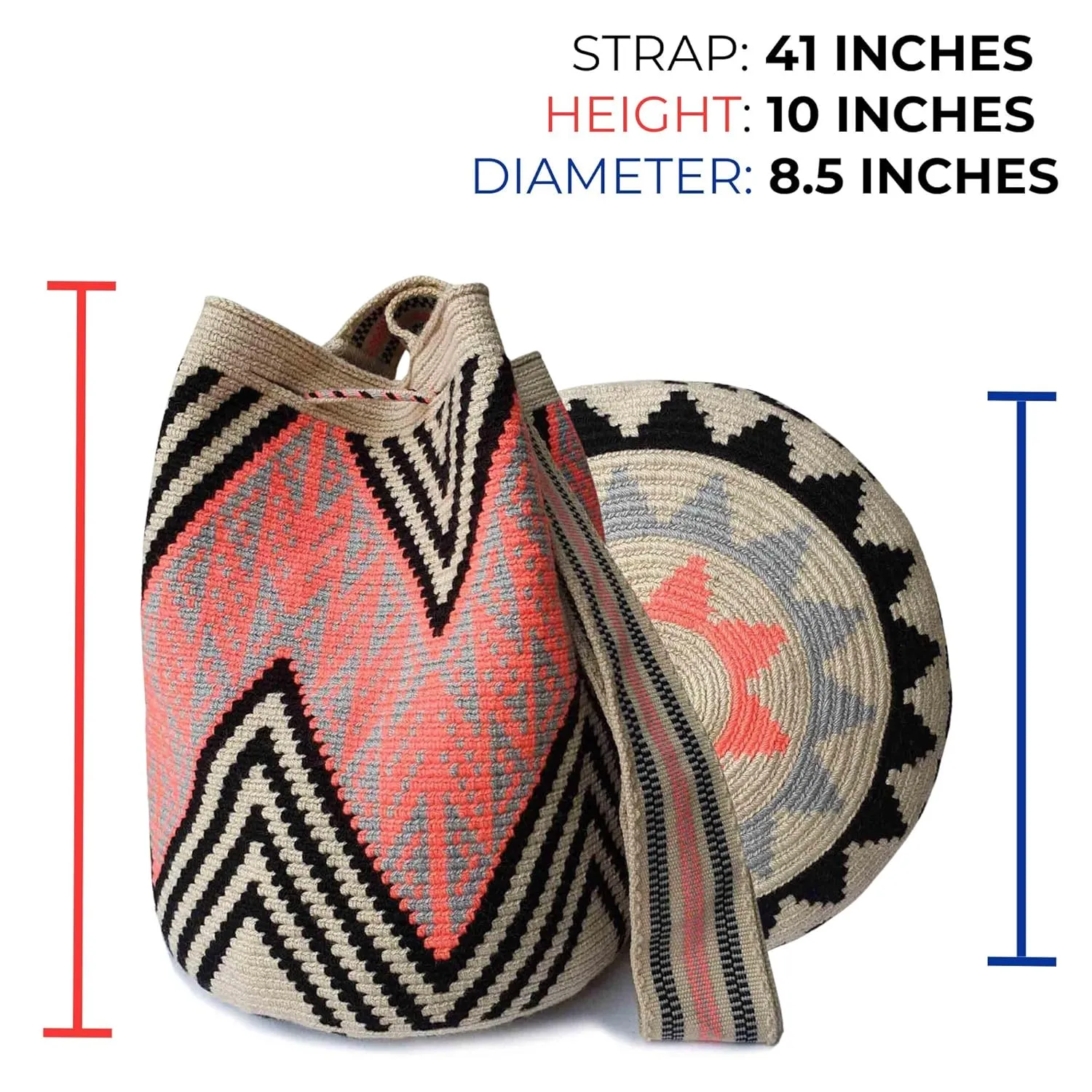 Fairtrade WAYUU BAG, Colombian Mochila, Wayuu Crossbody Purse, Handmade Crochet Purse, Large Crochet Crossbody, Handmade Accessory (Ibiris)