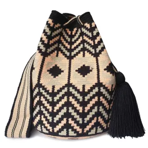 Fairtrade WAYUU BAG, Large Crochet BAG, Wayuu Crossbody Purse, Colombian Mochila, Handmade Crochet Purse, Crochet Crossbody (Fluida)