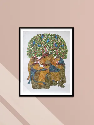 Family of Tigers in Gond by Sukhiram Maravi