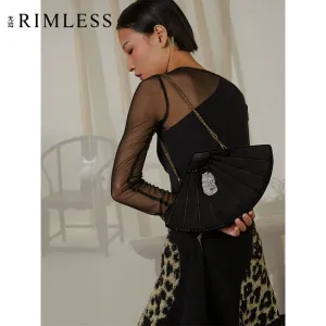 Fan-Shaped Velvet Clutch