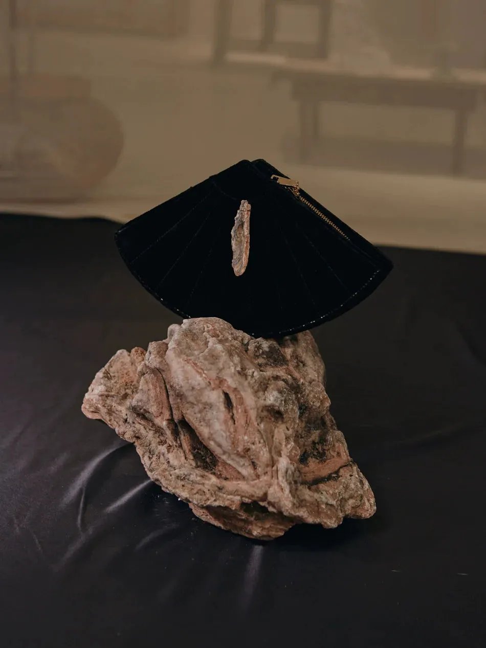 Fan-Shaped Velvet Clutch