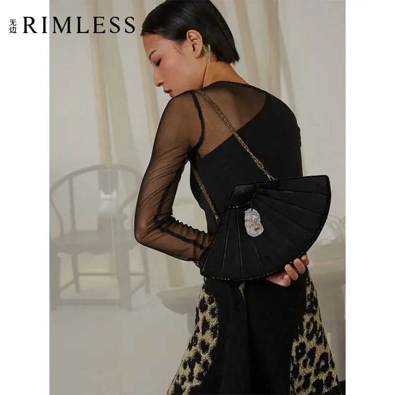 Fan-Shaped Velvet Clutch