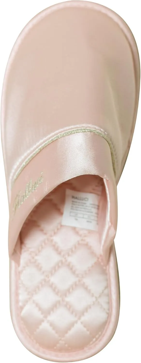 Faux Silk Slippers Soft Lightweight House Slippers Comfy Closed Toe Non-slip Sole Satin Slippers, White