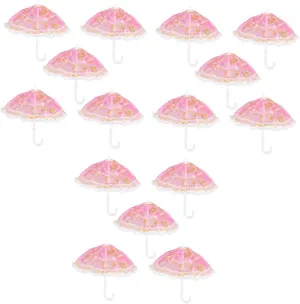 FAVOMOTO 15pcs Mini Parasol Random Pattern Color Lace Umbrella Crafts for Boys and Girls Play House Accessories Mini Room Decor for Projects Miniature Scenes