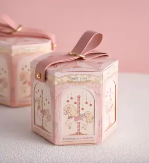 FavorsXtra - 10 Pcs Party Favor Boxes, Treat Containers, Candy Boxes, Favors boxes for a Wedding, Birthday, Baby, or Bridal shower, Full Moon Design Box. (Pink)