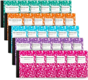 feela Mini Composition Notebook, Cute 30 Pack 5 Pastel Colors Narrow Ruled Mini Composition Books Bulk, Small Pocket Marble Journal Notebooks for Kids Students College, Pocket Size 4.5 x 3.25 in