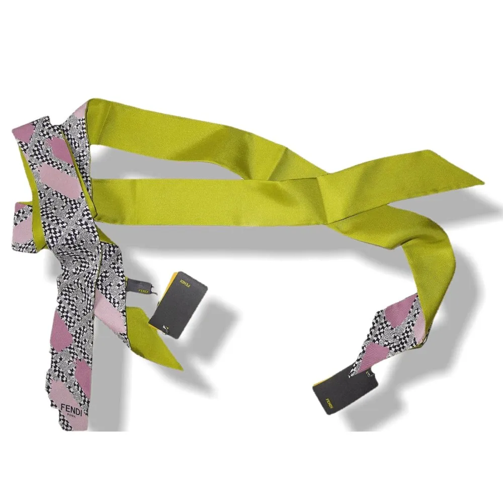 Fendi Anis/Rose Printed Twillino Zucca Twilly, NWT!