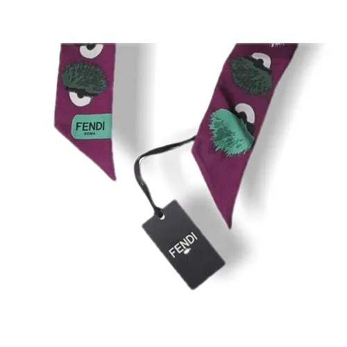 Fendi Purple/Green Printed Creatures Monster Twilly, NWT!