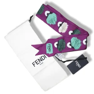Fendi Purple/Green Printed Creatures Monster Twilly, NWT!