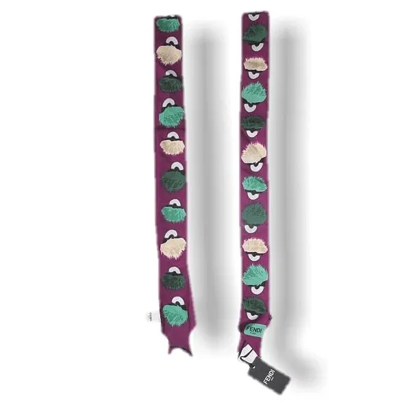 Fendi Purple/Green Printed Creatures Monster Twilly, NWT!