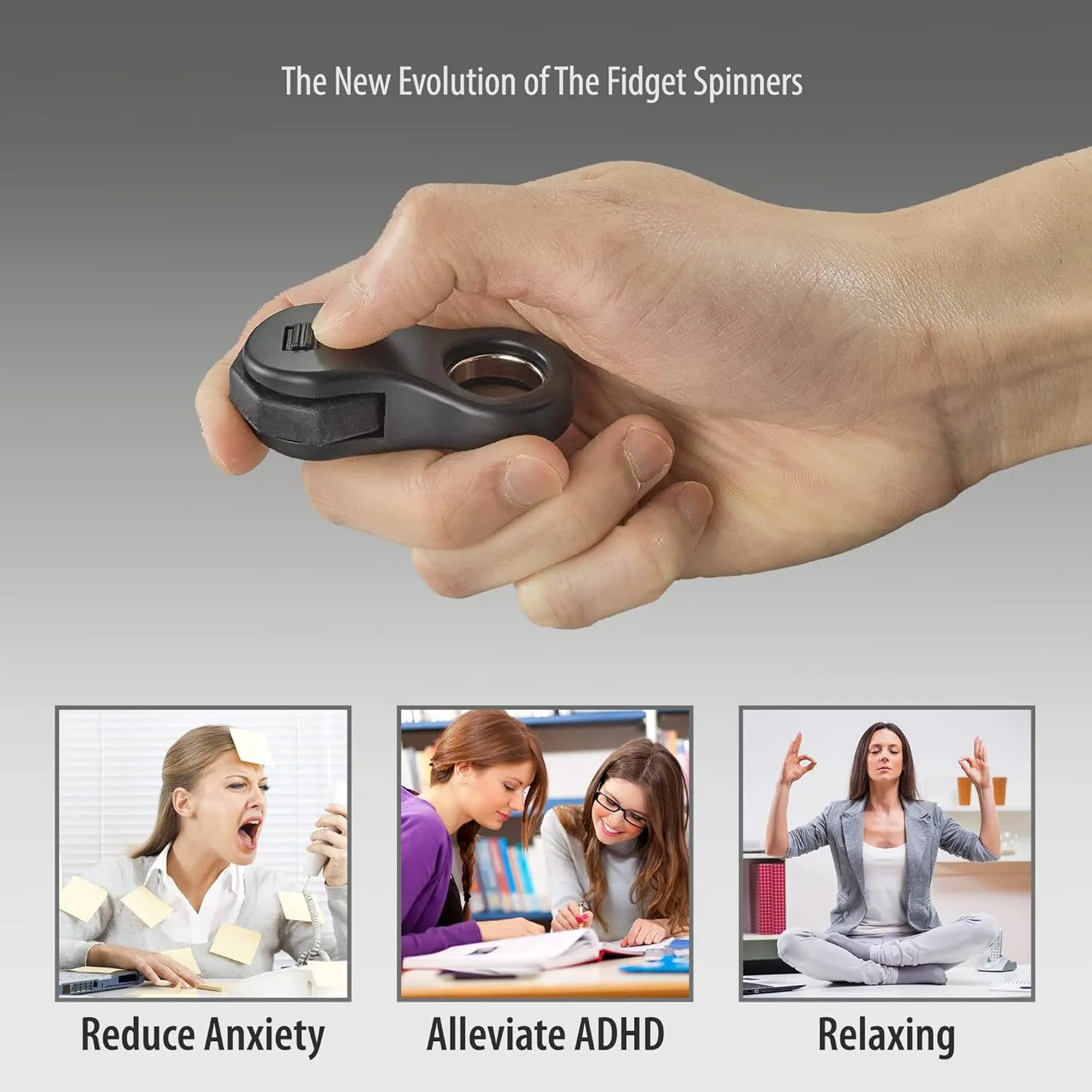 Fidget Toy,Fidget Spinners Toy for Adults and Kids,Gifts Suitable for Children with Autism and ADHD,Quiet Office Desk Toy,Excellent for Relieving Stress and Anxiety Toys (Black)