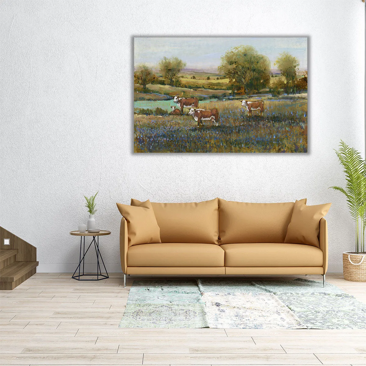 Field Of Cattle II - Canvas Print Wall Art