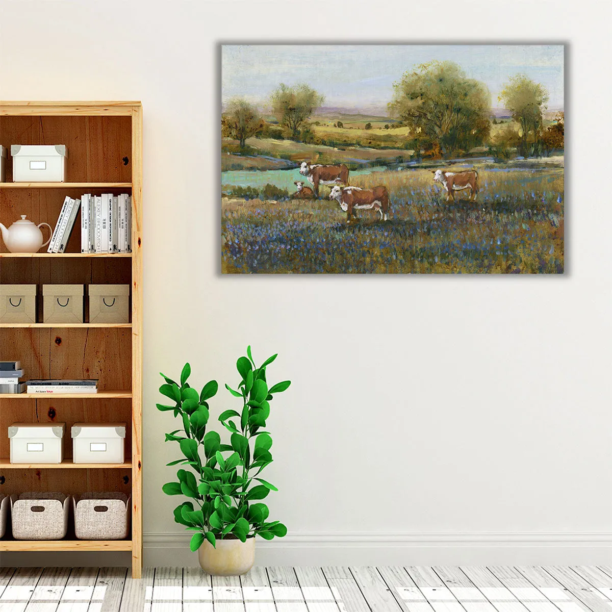 Field Of Cattle II - Canvas Print Wall Art