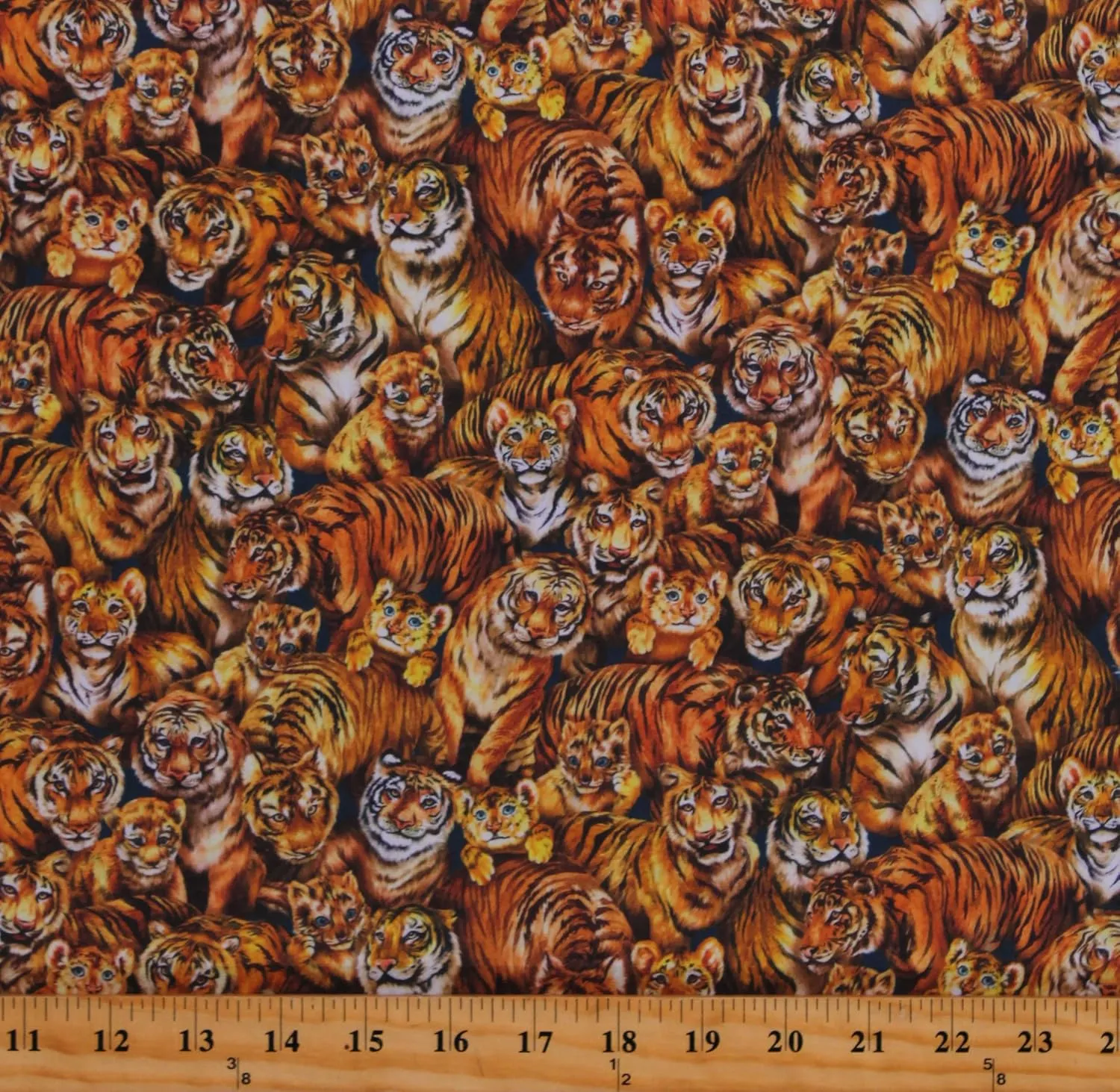Fields Cotton Tigers Jungle Animals African Wildlife Gold Cotton Fabric Print by The Yard (D378.51), 44 Inches
