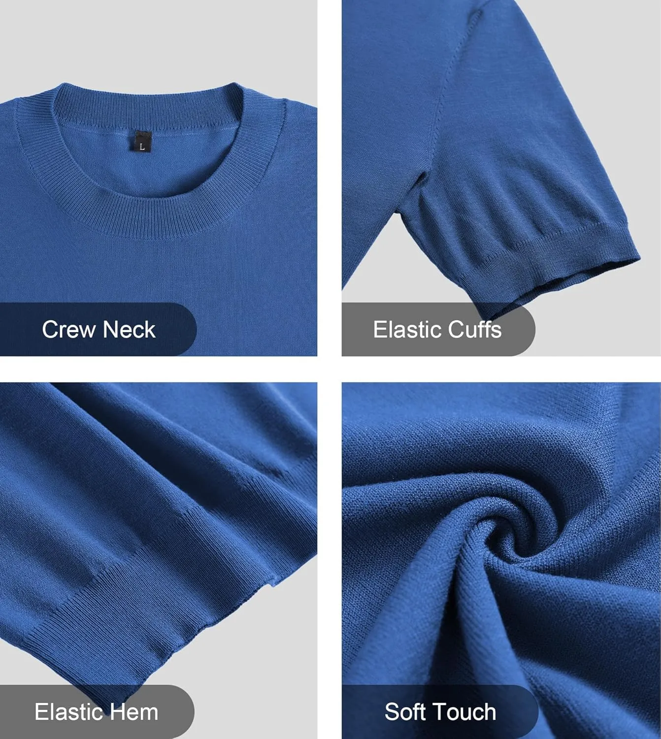 Fioboc Mens Shirts Knit Crew Neck Premium Moisture Wicking Shirt Short Sleeve Summer Tops S-4XL