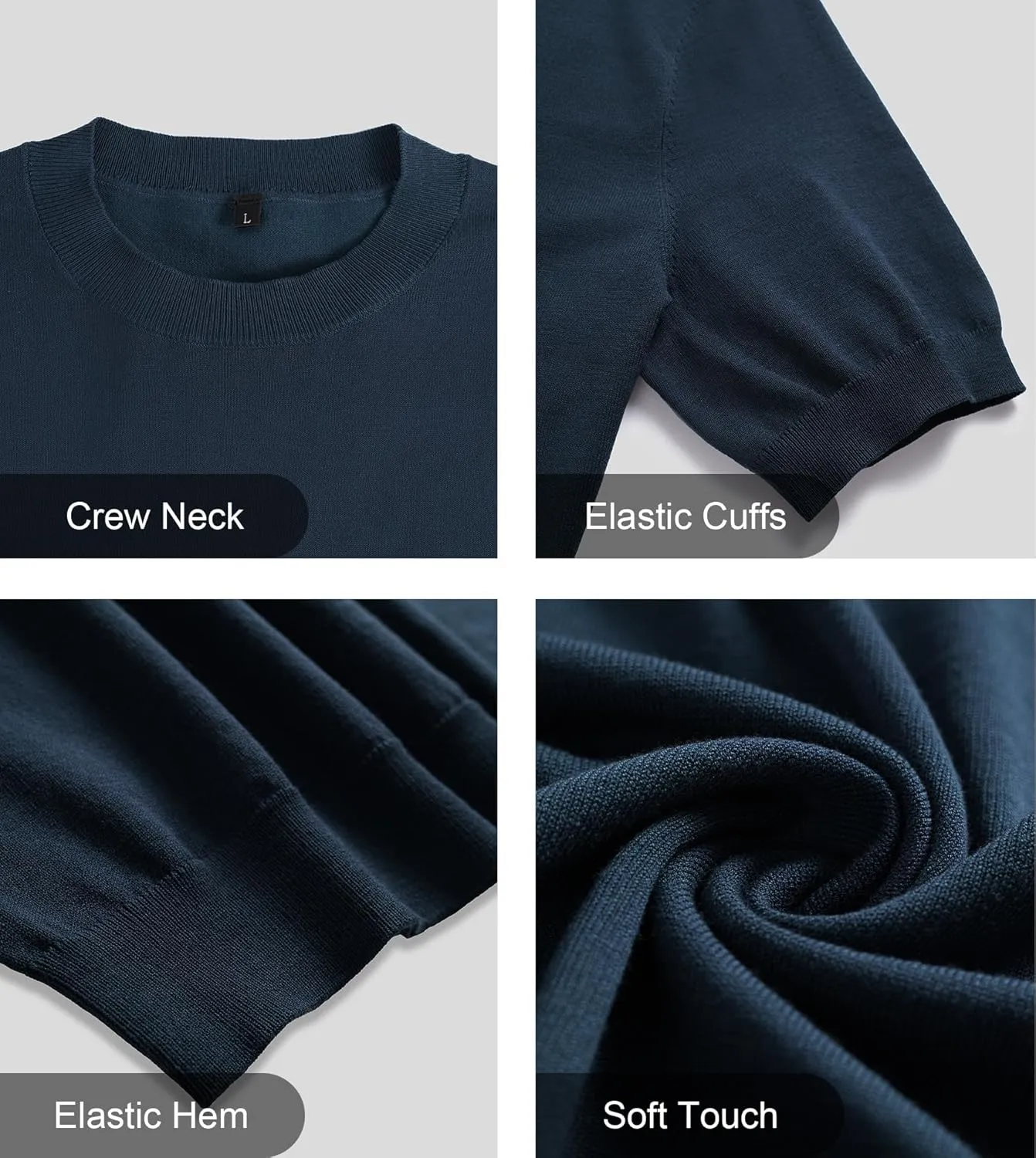 Fioboc Mens Shirts Knit Crew Neck Premium Moisture Wicking Shirt Short Sleeve Summer Tops S-4XL