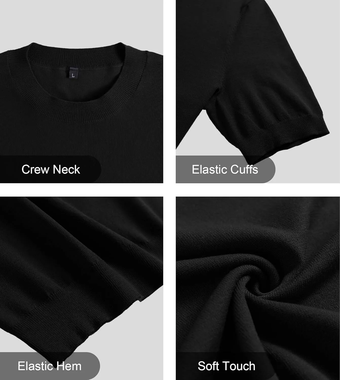 Fioboc Mens Shirts Knit Crew Neck Premium Moisture Wicking Shirt Short Sleeve Summer Tops S-4XL