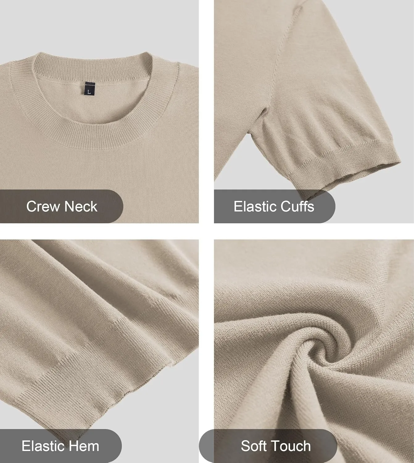 Fioboc Mens Shirts Knit Crew Neck Premium Moisture Wicking Shirt Short Sleeve Summer Tops S-4XL
