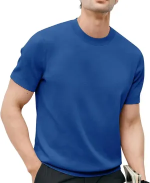Fioboc Mens Shirts Knit Crew Neck Premium Moisture Wicking Shirt Short Sleeve Summer Tops S-4XL
