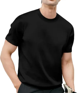 Fioboc Mens Shirts Knit Crew Neck Premium Moisture Wicking Shirt Short Sleeve Summer Tops S-4XL